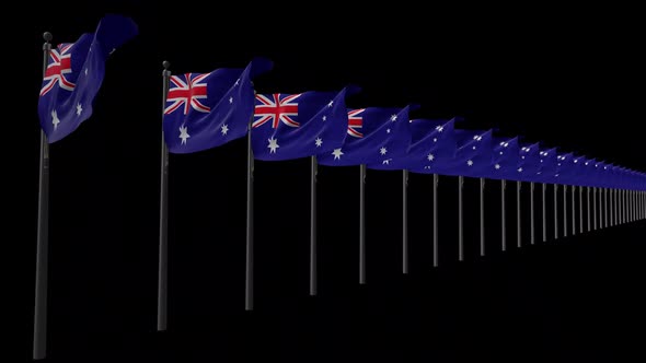 Row Of Australia Flags With Alpha 2K