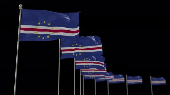 Cape Verde  Row Of Flags Animation Include Alpha Channel