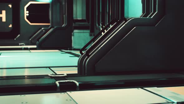 Realistic Futuristic Scifi Spaceship Corridor alt