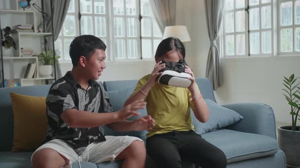 Asian Children Testing Virtual Reality World