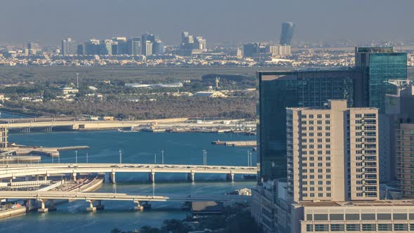 Aerial Skyline of Abu Dhabi City Centre From Above Timelapse