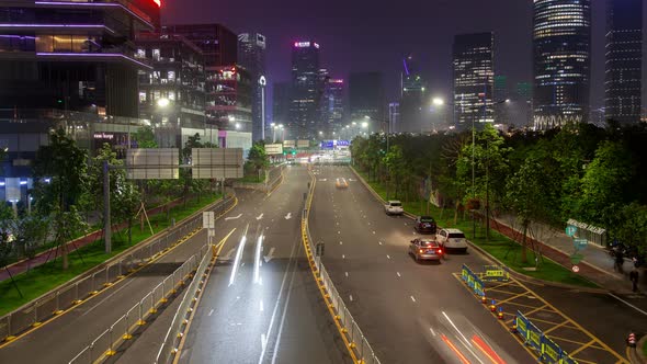 Timelapse Wide Nanshan District Highway in Shenzhen 