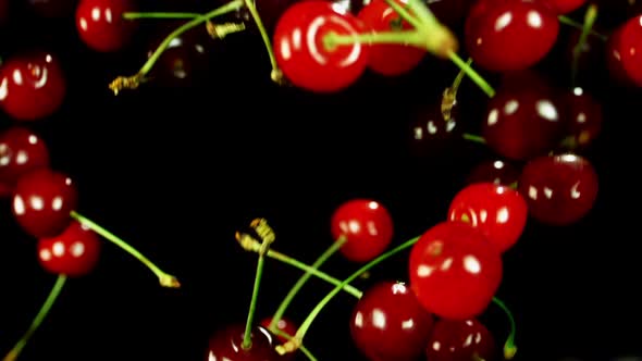 Close-up of Cherry Rotates in the Air