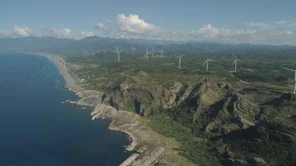 Solar Farm with Windmills. Philippines, Luzon