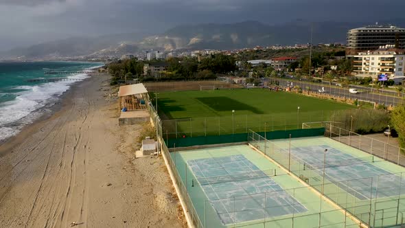 Football Field on the Beach Aerial 4 K