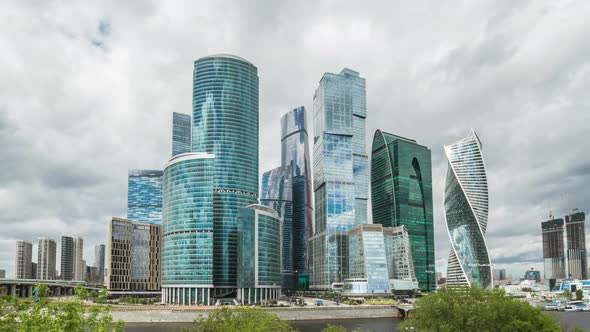 Modern skyscrapers city towers business complex