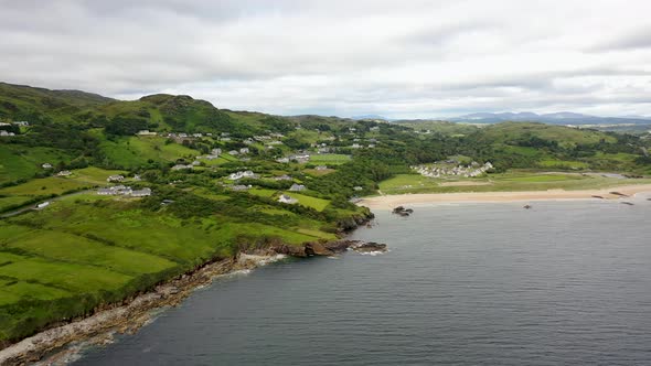 Aerial of the Mouth of the Fintragh River at Fintra Beach By Killybegs County Donegal Ireland