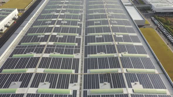 Solar power station on factory rooftop