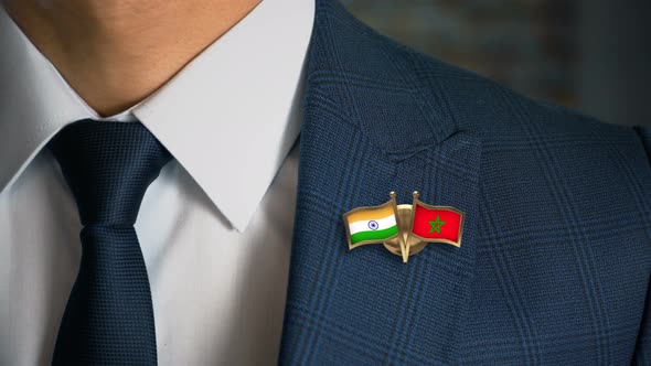 Businessman Friend Flags Pin India Morocco