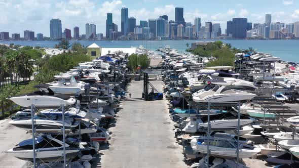  Aerial Top View on Boat Parking at the Yacht Club, Miami Downtown, Florida alt