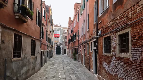 First person view walking towards Venice casino, Italy. Slow motion