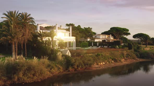 Neighborhood Area with Luxury Villas at Shoreline of Quinta Do Lago Portugal