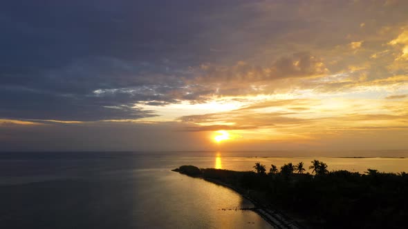 Sunrise Over the Sea in the Tropics Aerial View