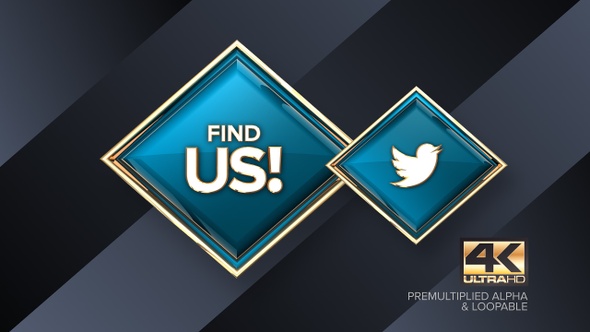 Twitter Find Us! Rotating Sign 4K Looping Design Element