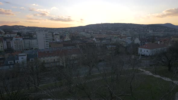 The city Budapest at sunset