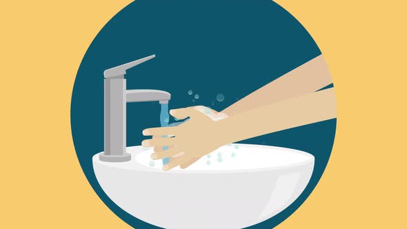 Hand Washing With Soap And Water Cartoon