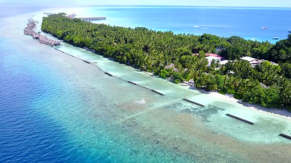 Aerial view scenery of marine sea view beach trip by blue ocean and sand background