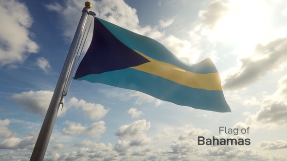 Bahamas Flag on a Flagpole