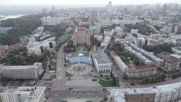 Cityscape of Kyiv, Ukraine. Aerial View, Slow Motion