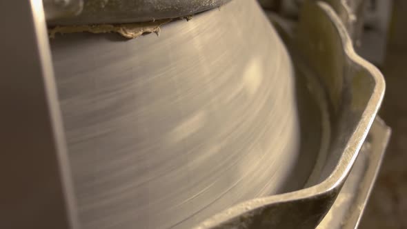 Raw Dough in Automatic Machine at Bread Factory Production