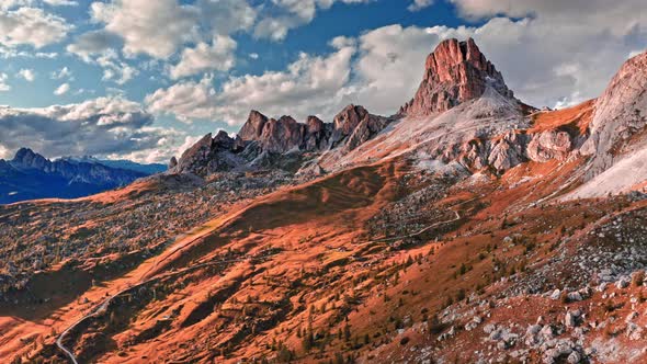 Averau peak near Passo Giau, view from above, Dolomites, Italy