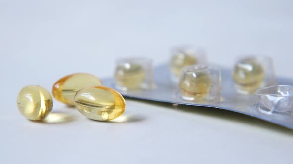 Fish Oil Supplement on White Background