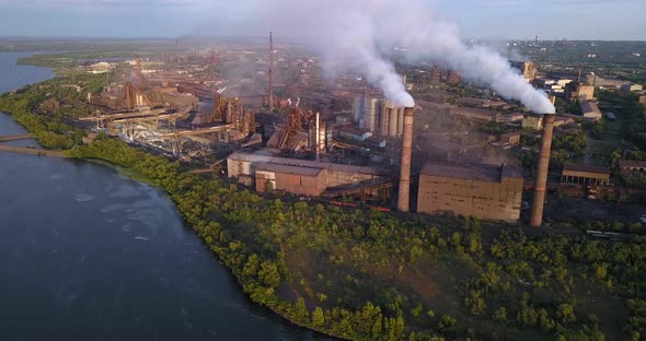 Aerial View of Industrial Zone with Factory