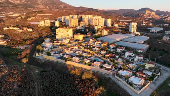 Cottage Complexes Aerial View 4 K Turkey Alanya