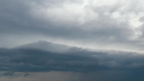 Time Lapse Footage of Fast Moving Dark Clouds Forming on Stormy Sky During Thunderstorm