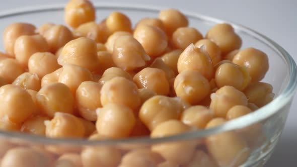 Chick Peas in a Bowl on White Background 