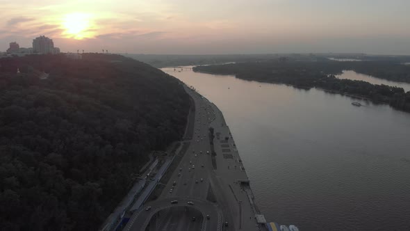 Dnipro River. Kyiv. Ukraine. Aerial View