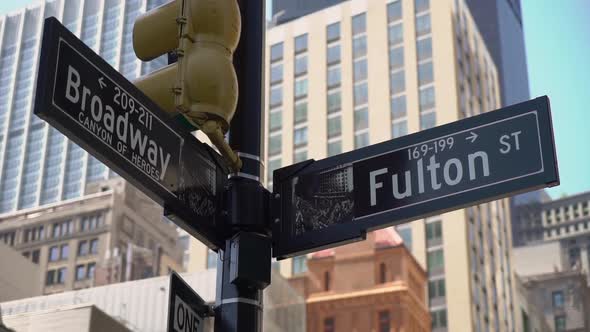 Road Sign Pointer to Streets in New York