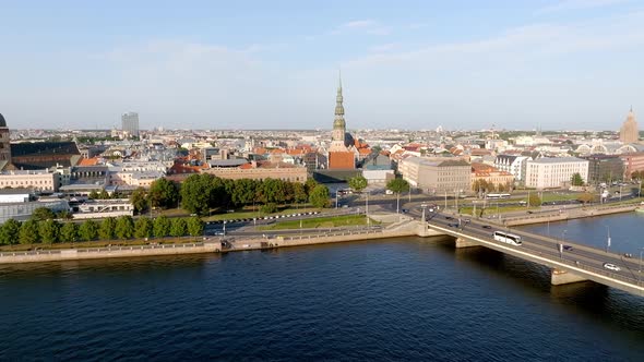 Beautiful Aerial View of Riga City the Capital of Latvia