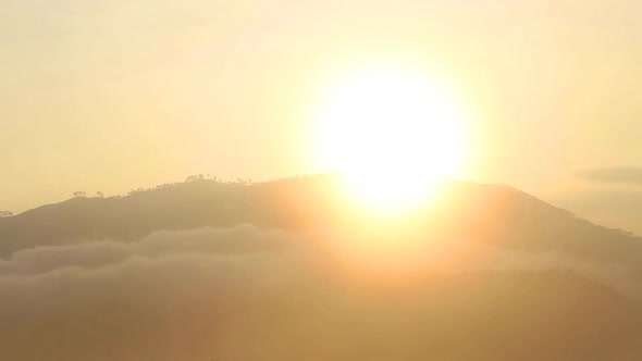 View of foggy sunrise on the Little Adam's Peak in Ella, Sri Lanka