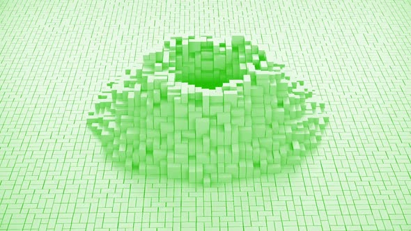 3d Blocks Wave Green