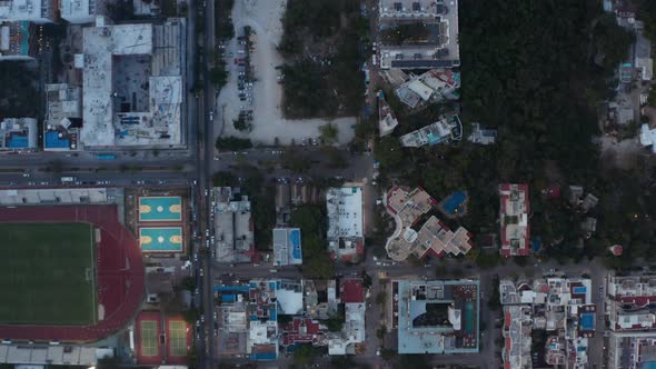 Aerial Cityscape with the Rooftops in Playa Del Carmen