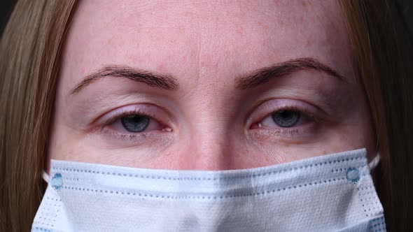 Woman in a Medical Mask. Eyes and Face. Protection and Safety Against the Covid-19 Virus and