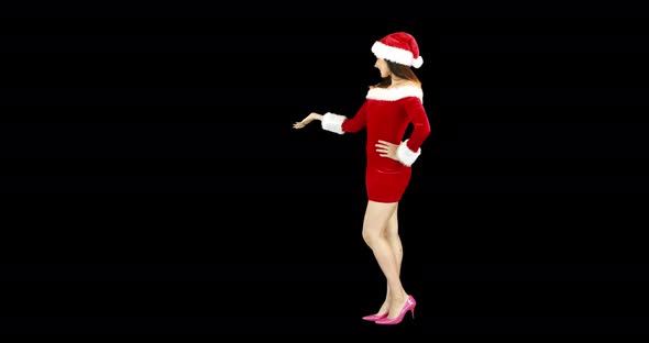 Pretty girl presenting in santa outfit 4k