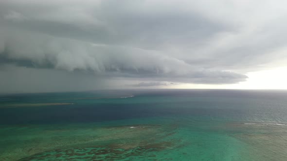 A Thunderstorm Approaching the Coast of the Island of Mauritius in the Indian Ocean