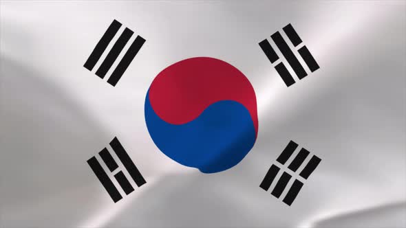 South Korea Waving Flag Animation 4K Moving Wallpaper Background