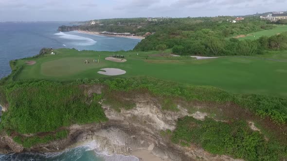 Aerial View of a Coastal Golf Course at Resort