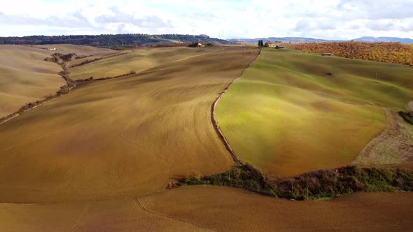 Typical Rural Fields and Landscape in Tuscany Italy