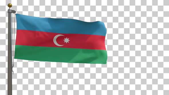 Azerbaijan Flag on Flagpole with Alpha Channel