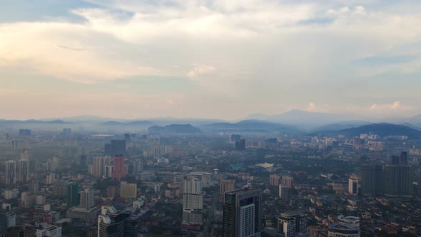 Kuala Lumpur Cityscape Aerial Dusk Timelapse  Malaysia