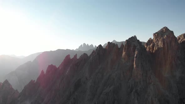 Aerial View of Mountain Range Near Passo Gardena Valley in Dolomites, Italy