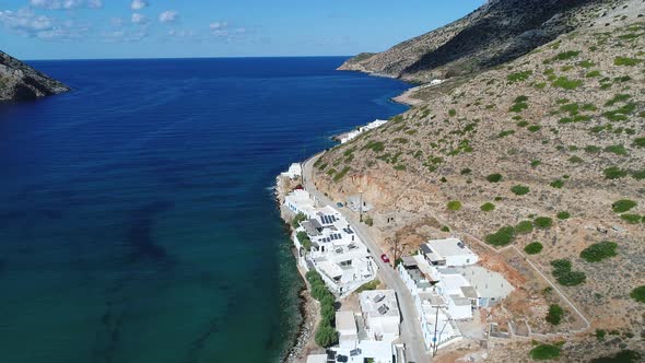 Kamares village on Sifnos island in the cyclades in Greece aerial view