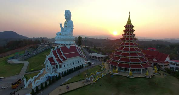 Scenery Sunset At Wat Hyua Pla Kang In Chiang Rai