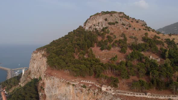 Stunning Aerial View of the Rocca Di Cifalu Mountain in the Sicilian City of Cefalu Italian Cifalu