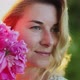Closeup Portrait Woman with Long Hair with a Bouquet of Peonies - VideoHive Item for Sale