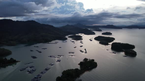 Aerial View of Fish Farms in Norway